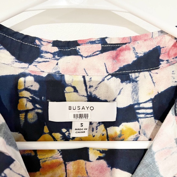 BUSAYO Collective Midi Shirtdress Front Button Closure Hi-Lo Hem Blue Size Small - Picture 10 of 11